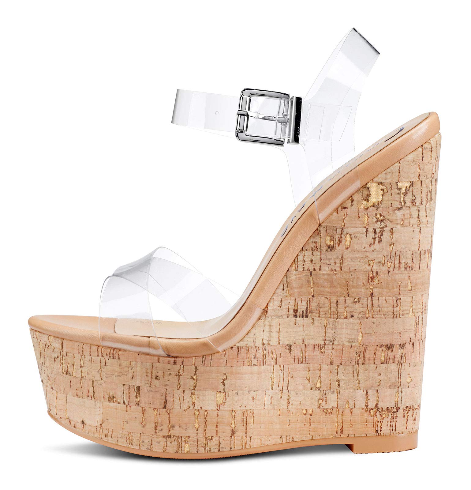Clear Cork Castamere Womens High-Heel Platform Wedge