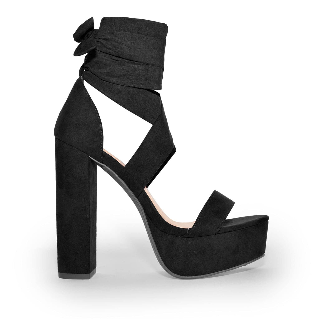 Wild Diva Women’s Lace Up Crisscross Platform Chunky Block Heel Sandals-BKVS