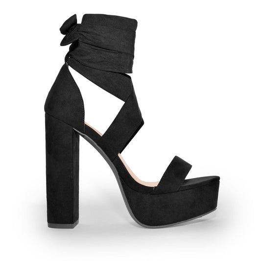 Wild Diva Women’s Lace Up Crisscross Platform Chunky Block Heel Sandals-BKVS-7.5