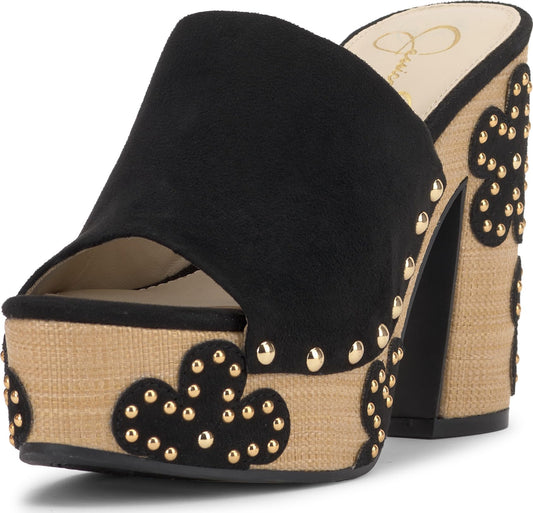 Jessica Simpson Women's Shelbie Platform Sandal, Black Supreme Microsuede, 7.5