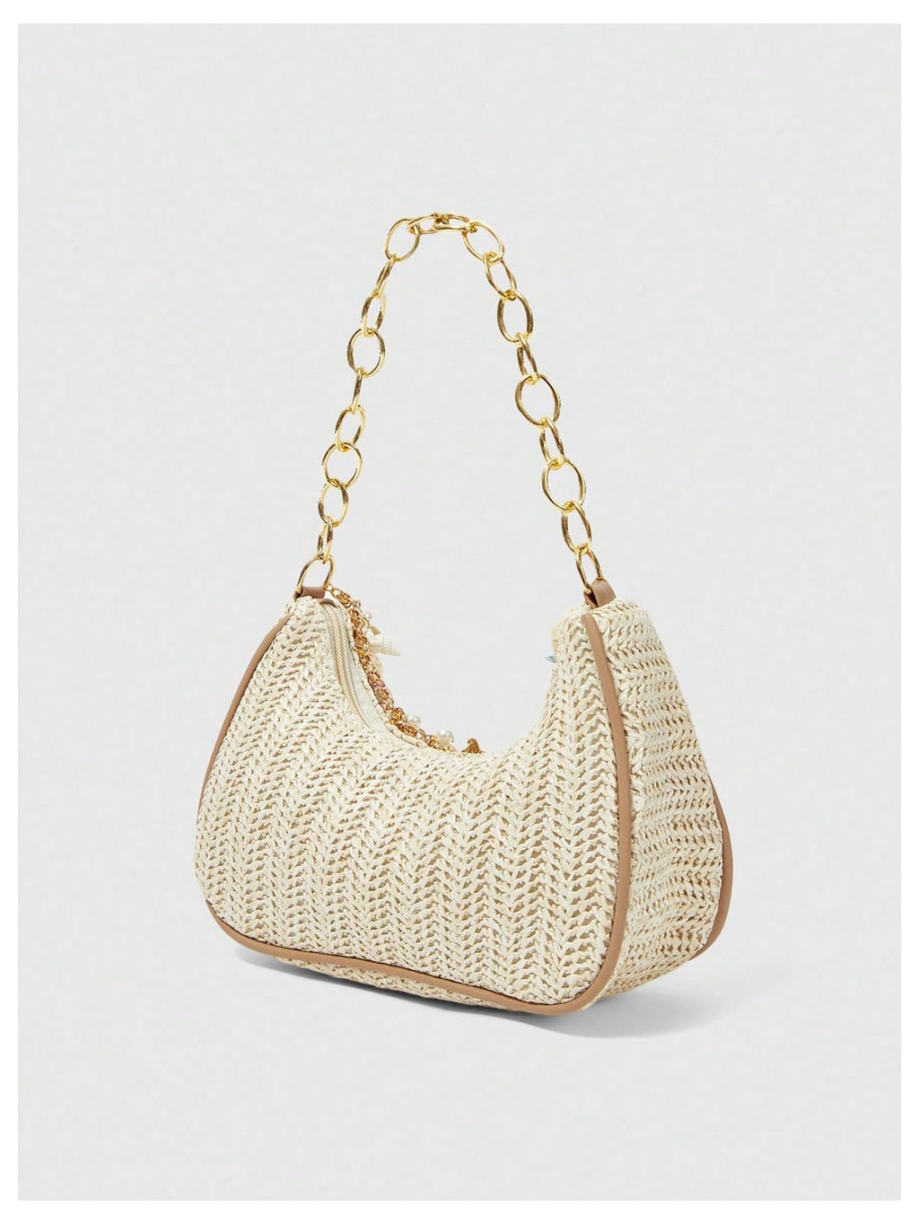 MakeMeChic Women's Straw Beach Purse Seashell Beaded Shoulder Handbags Summer Vacation Bags Multicolor One Size
