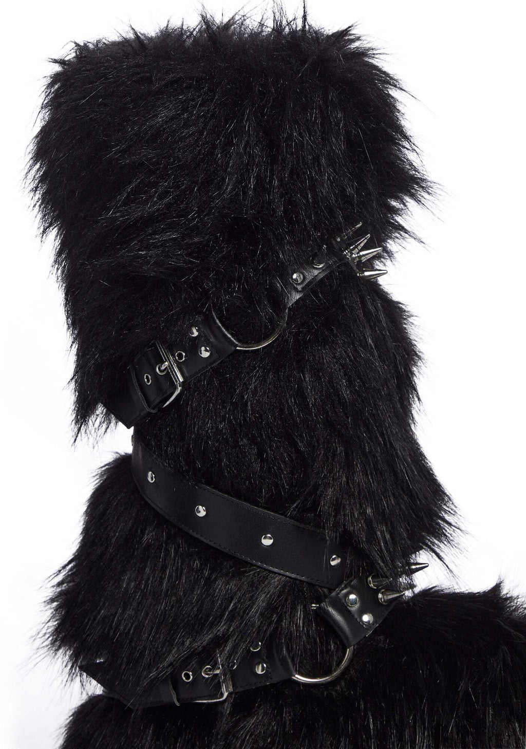 Dolls Kill Wild Instincts Faux Fur Boots by Club Exx – Women’s Knee High Platform Boots with Buckle Straps, Black, 11