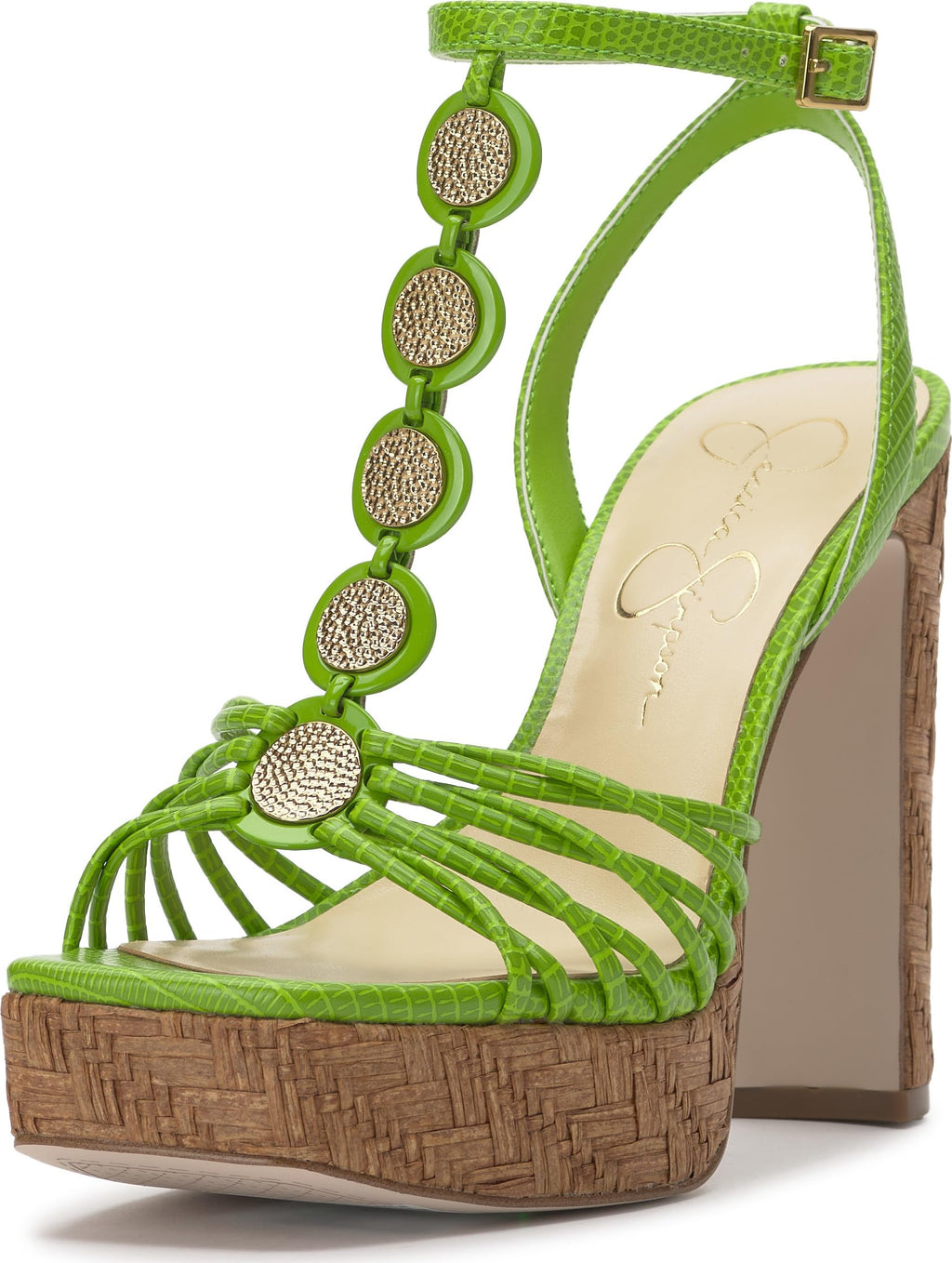 Jessica Simpson Women's Colero Platform Sandal, Lizard Green Mini Lizard