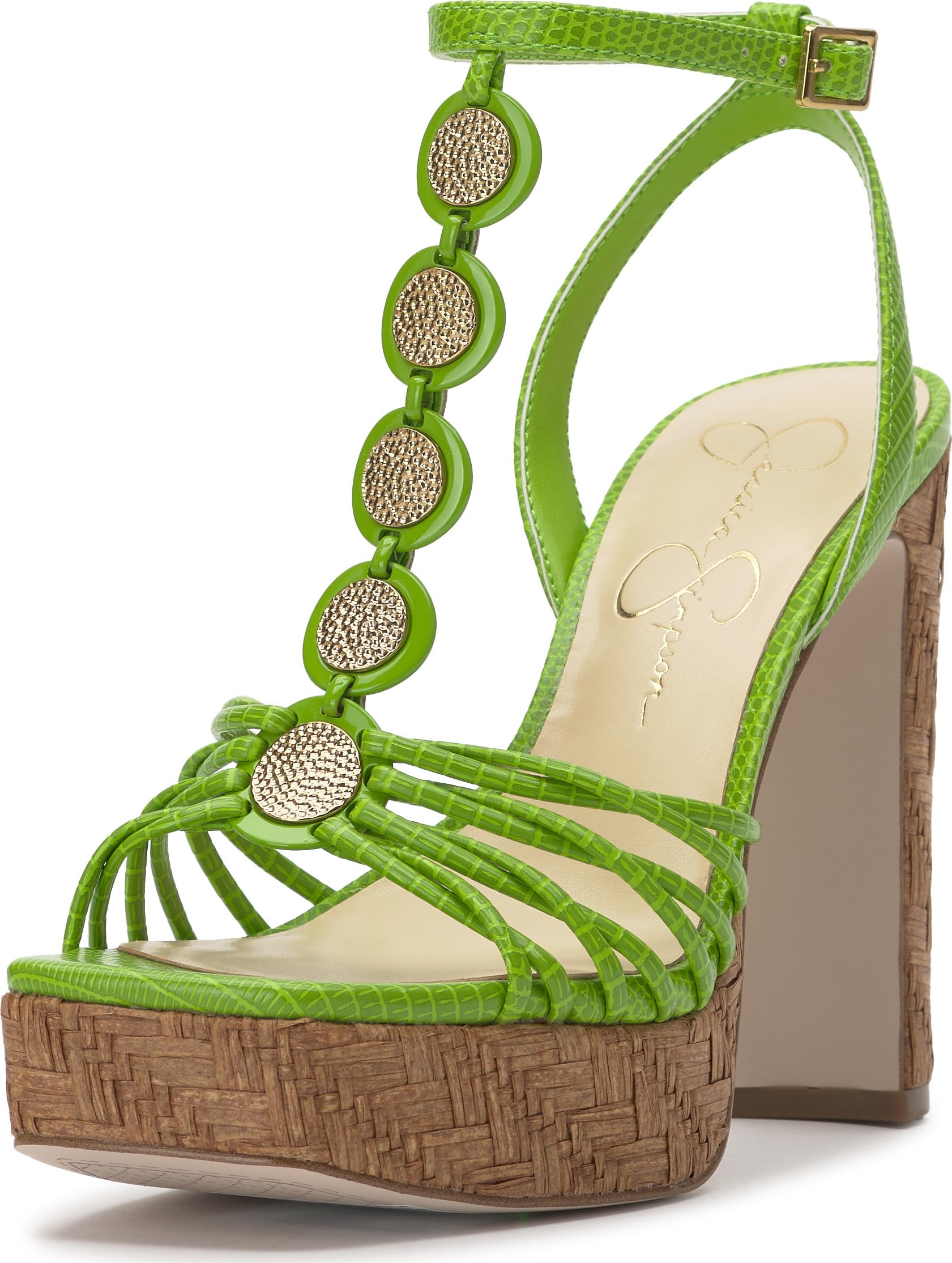 Jessica Simpson Women's Colero Platform Sandal, Lizard Green Mini Lizard
