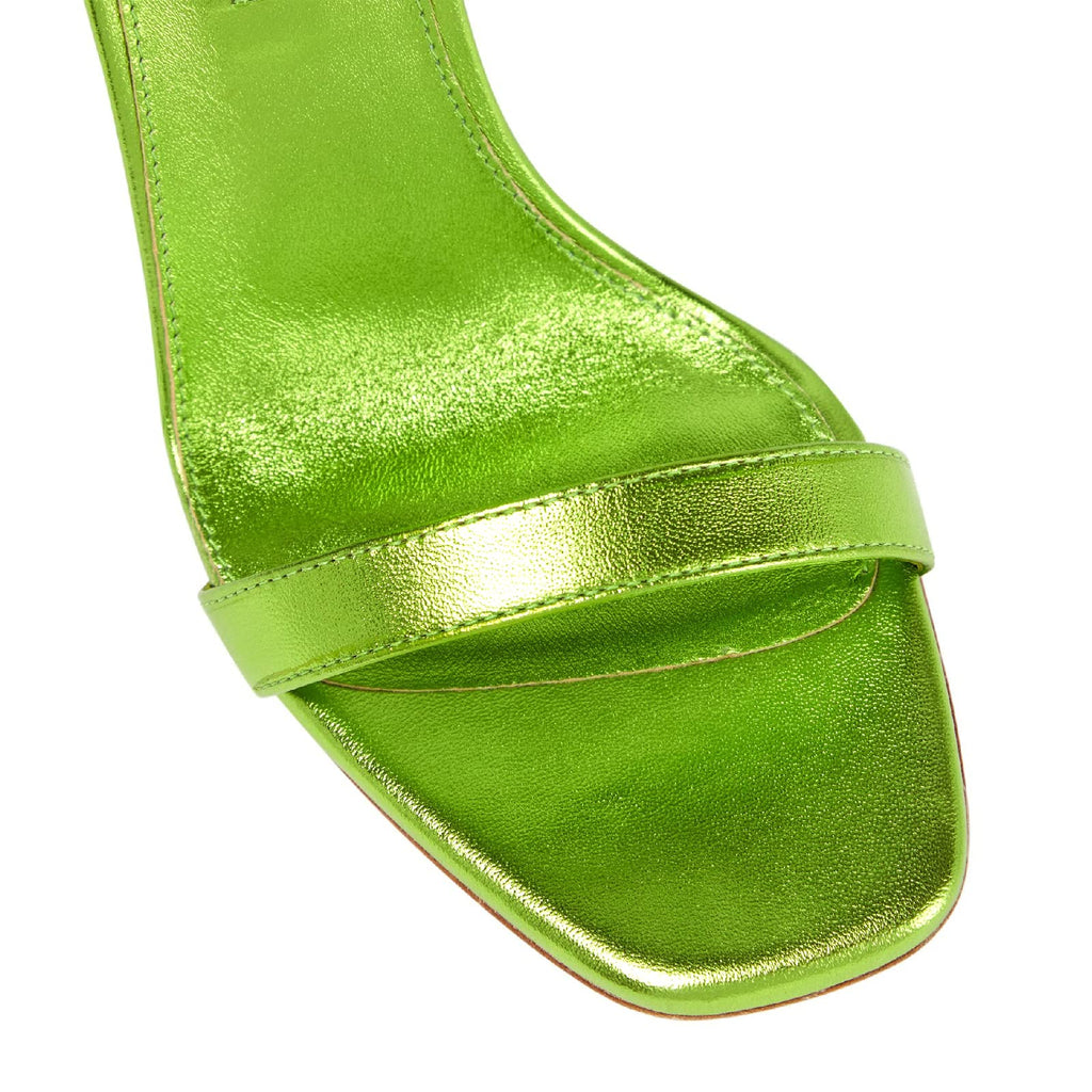 LauraVicci Women Heeled Sandals Ankle Straps Rhinestone Crystal Chunky Block Open Toe Slip on Wedding Slip on Wedding Party Evening Dress Shoes Green Size 8