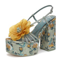 Circus NY By Sam Edelman Women's Siena Flower Heeled Sandal, Cool Mint Multi, 7