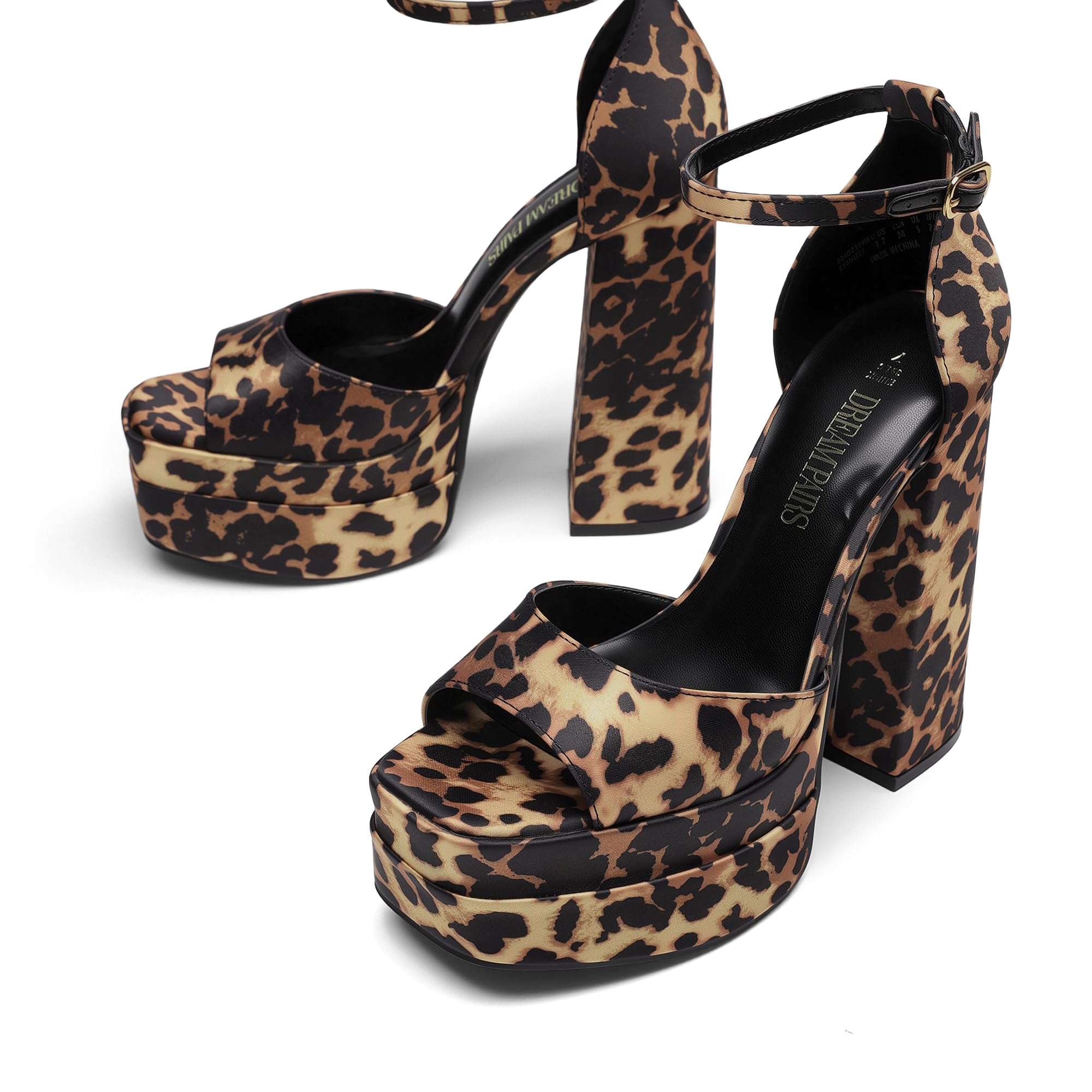 DREAM PAIRS High Heels Chunky Block Platform Heels for Women Ankle Strap Sexy Open Square Toe Heels Dressy Pumps Sandals