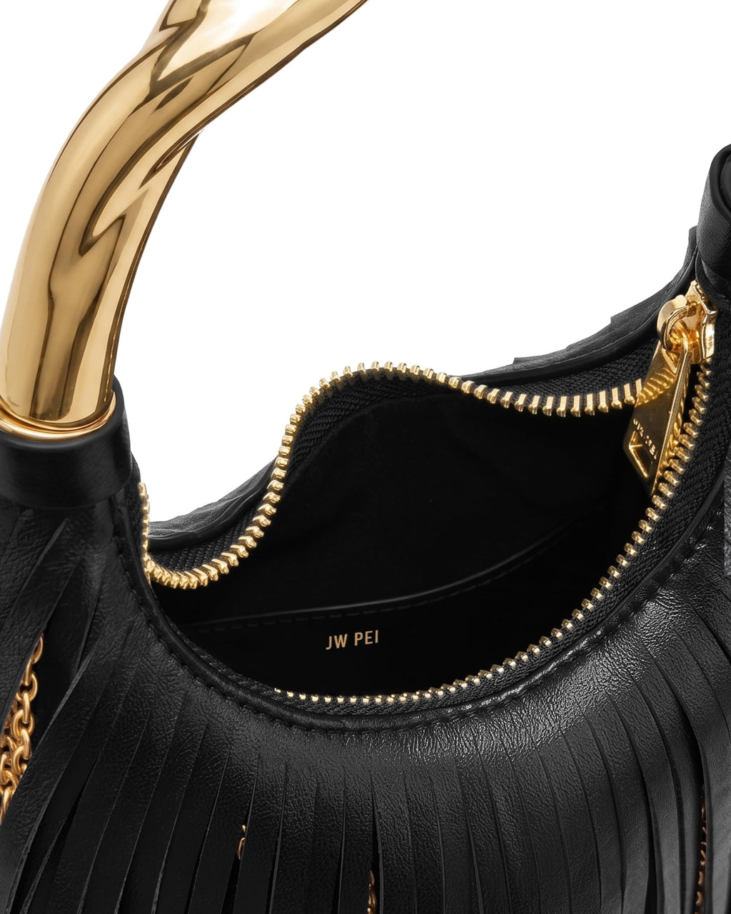 JW PEI Women's Chloe Metal Handle Fringe Top Handbag - Black