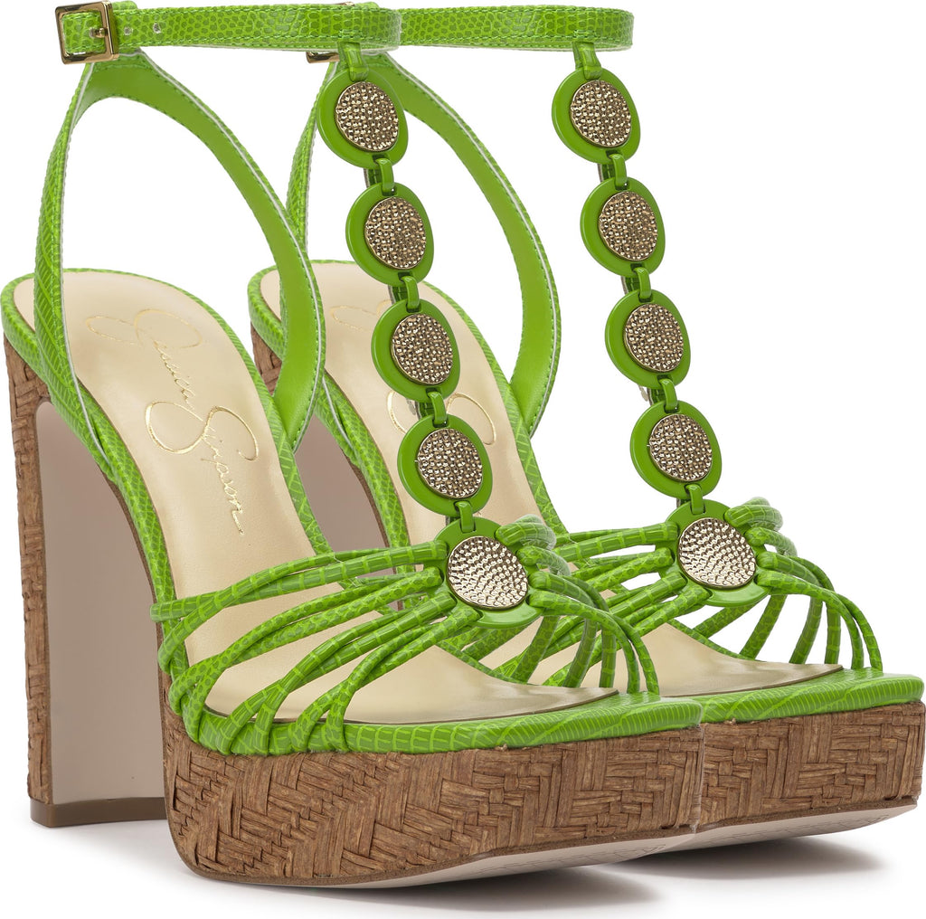 Jessica Simpson Women's Colero Platform Sandal, Lizard Green Mini Lizard