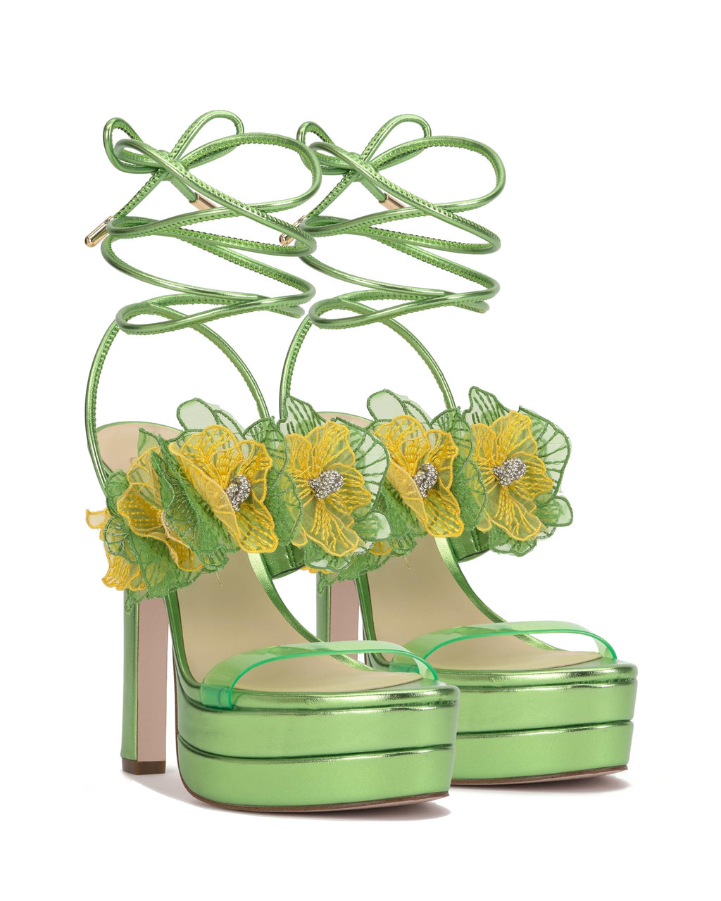 Jessica Simpson Iyla Flower Double Platform Sandal, Bright Green, 9.5