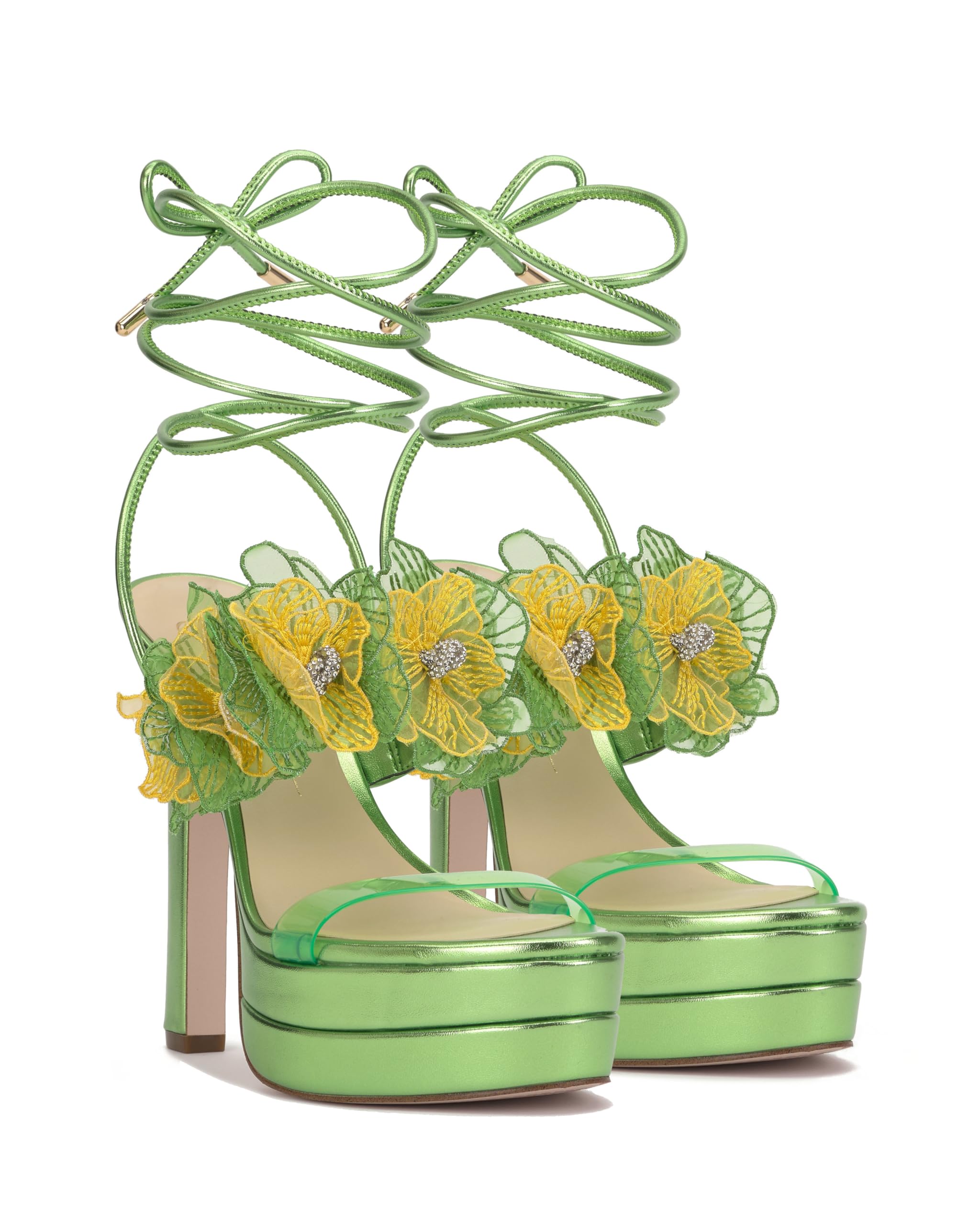 Jessica Simpson Iyla Flower Double Platform Sandal, Bright Green, 9.5