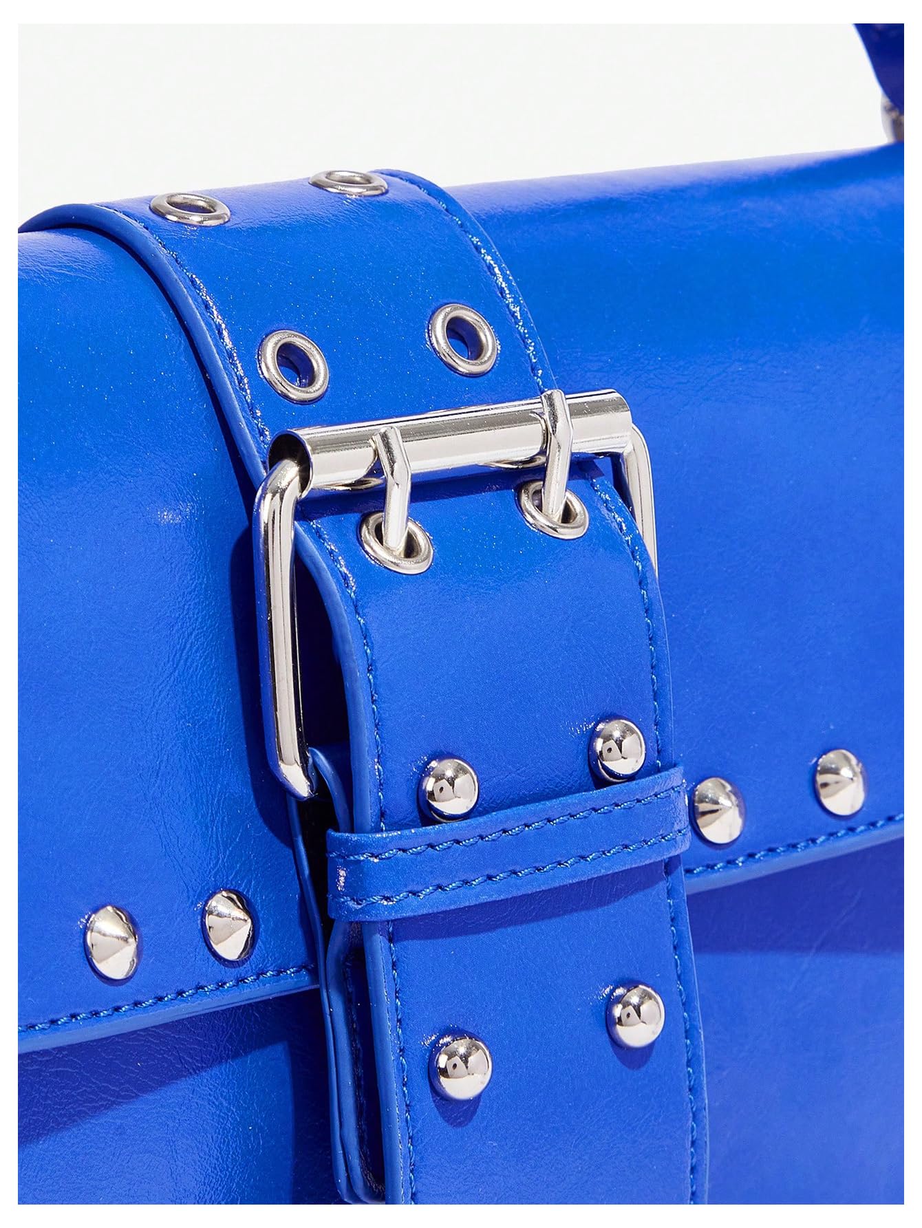 MakeMeChic Women's Shoulder Bags Y2K PU Leather Clutch Small Purse Bags Royal Blue One Size