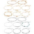 Softones 16Pcs Ankle Bracelets for Women Gold Silver Two Style Chain Beach Anklet Bracelet Jewelry Anklet Set,Adjustable Size
