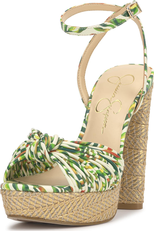 Jessica Simpson Women's Immie Platform Sandal, Green Multi Jungle Jacquard, 11