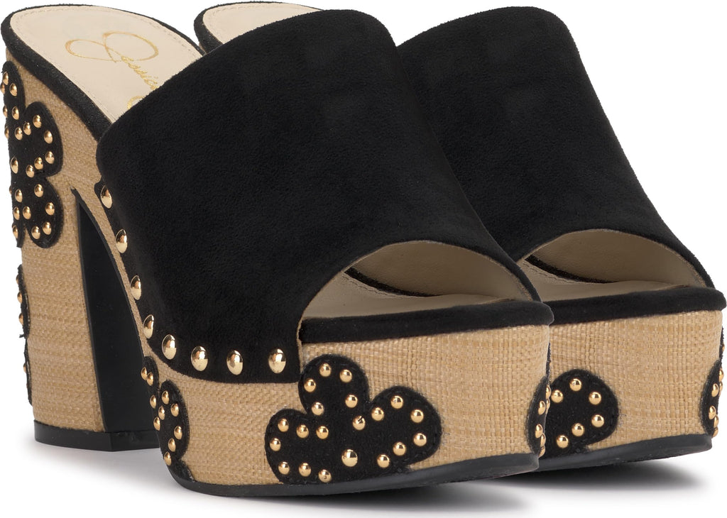Jessica Simpson Women's Shelbie Platform Sandal, Black Supreme Microsuede, 7.5