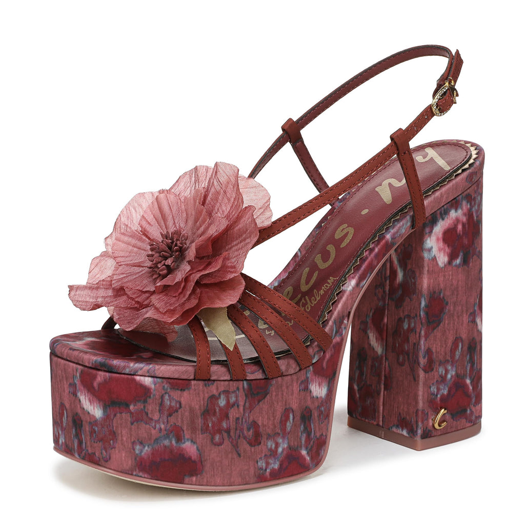 Circus NY By Sam Edelman Women's Siena Flower Heeled Sandal, Spiced Merlot Multi, 7