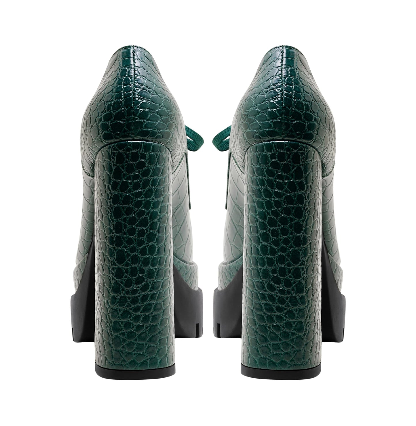 Jaffamiraco Women's Gothic Chunky High Heel Sexy Platform Pumps Black Green Pattern Shoes Lace Up Ankle Boots