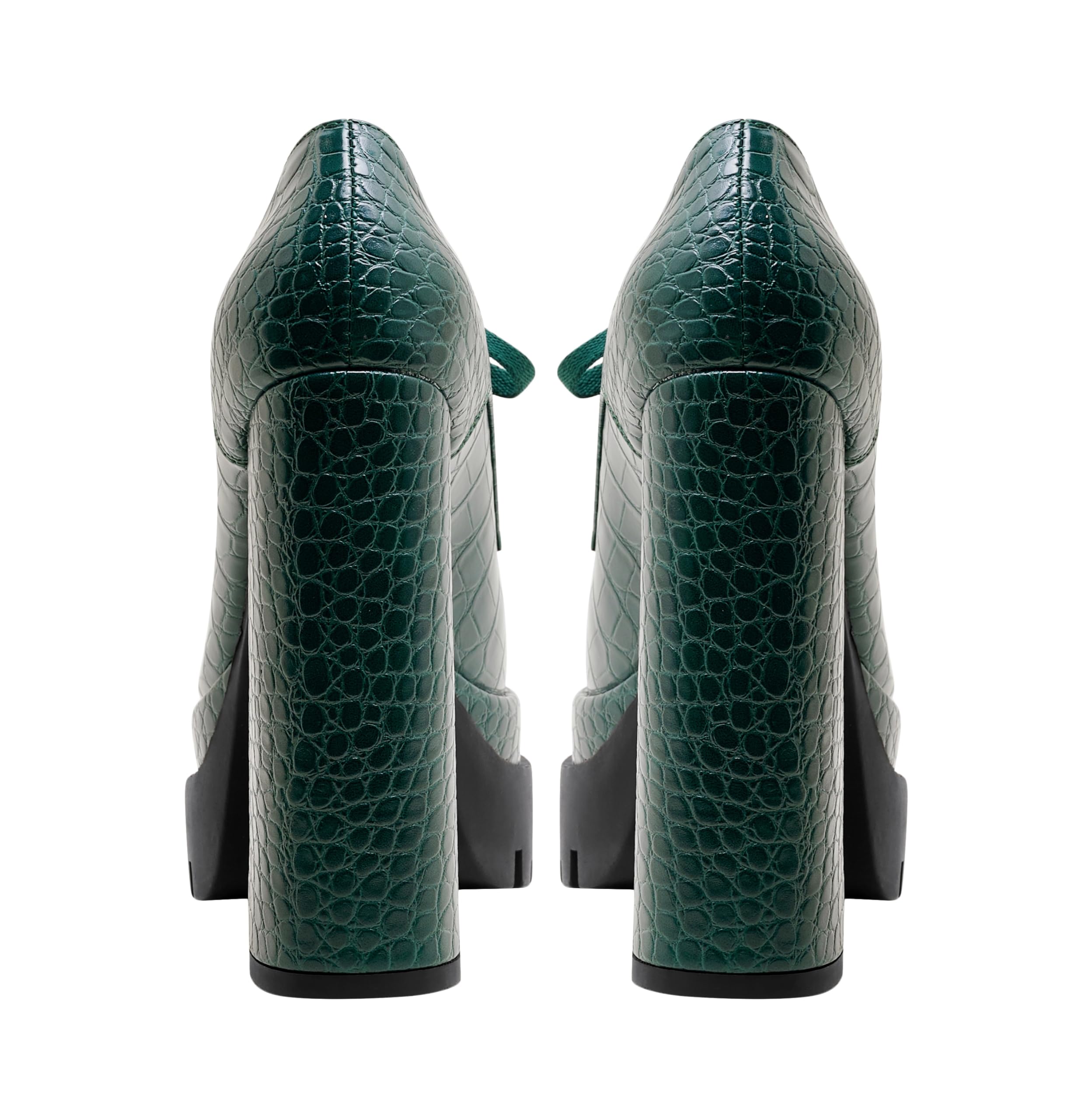 Jaffamiraco Women's Gothic Chunky High Heel Sexy Platform Pumps Black Green Pattern Shoes Lace Up Ankle Boots