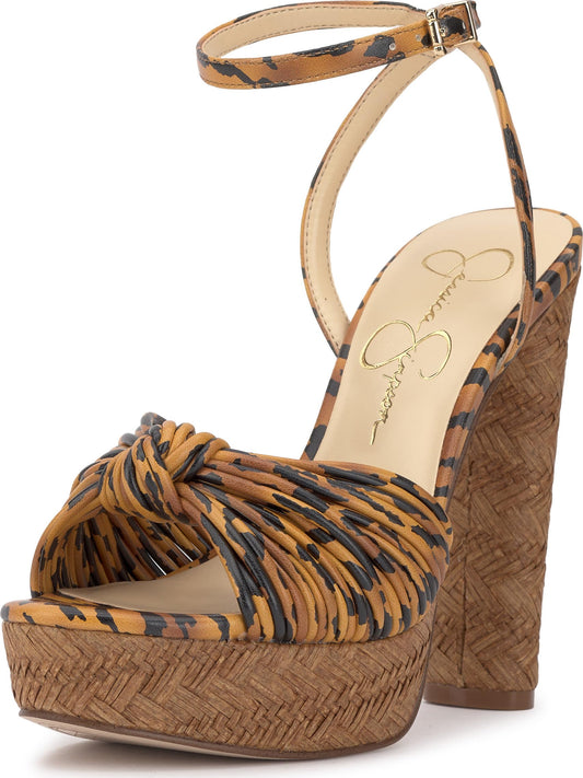 Jessica Simpson Women's Immie Platform Sandal, Natural Tiger Print, 11