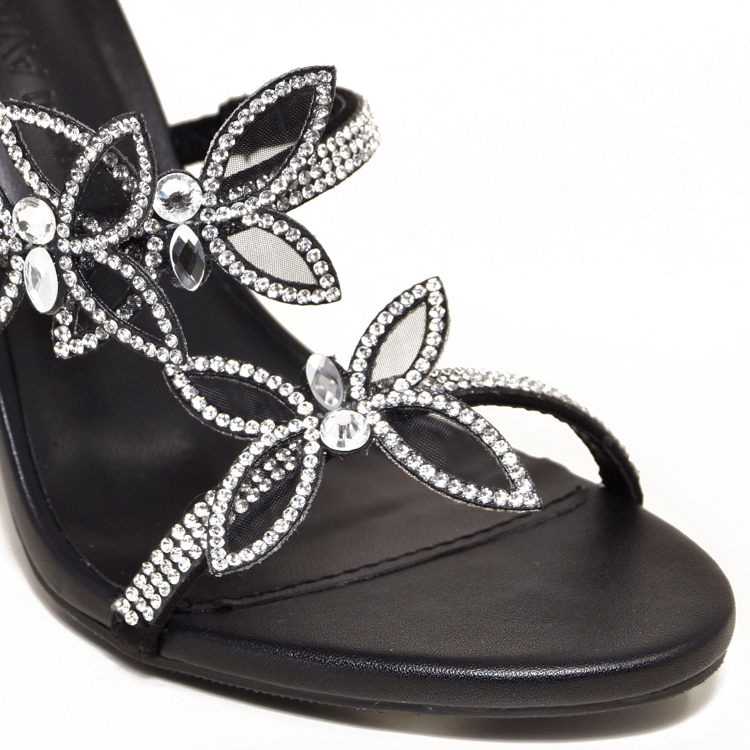 Wild Diva Women Rhinestone Butterfly Spiral Wrap Around High Heel Sandals Berlin-527 Self Black