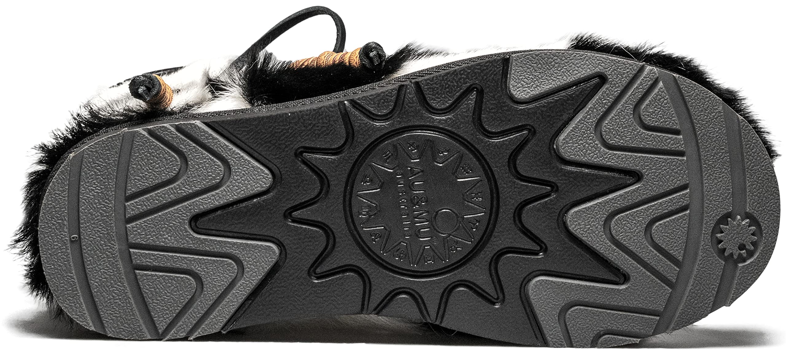 AU&MU AUMU Women Sheepskin Fur Wooden Bead String Stylish Knee High Winter Snow Boots Black