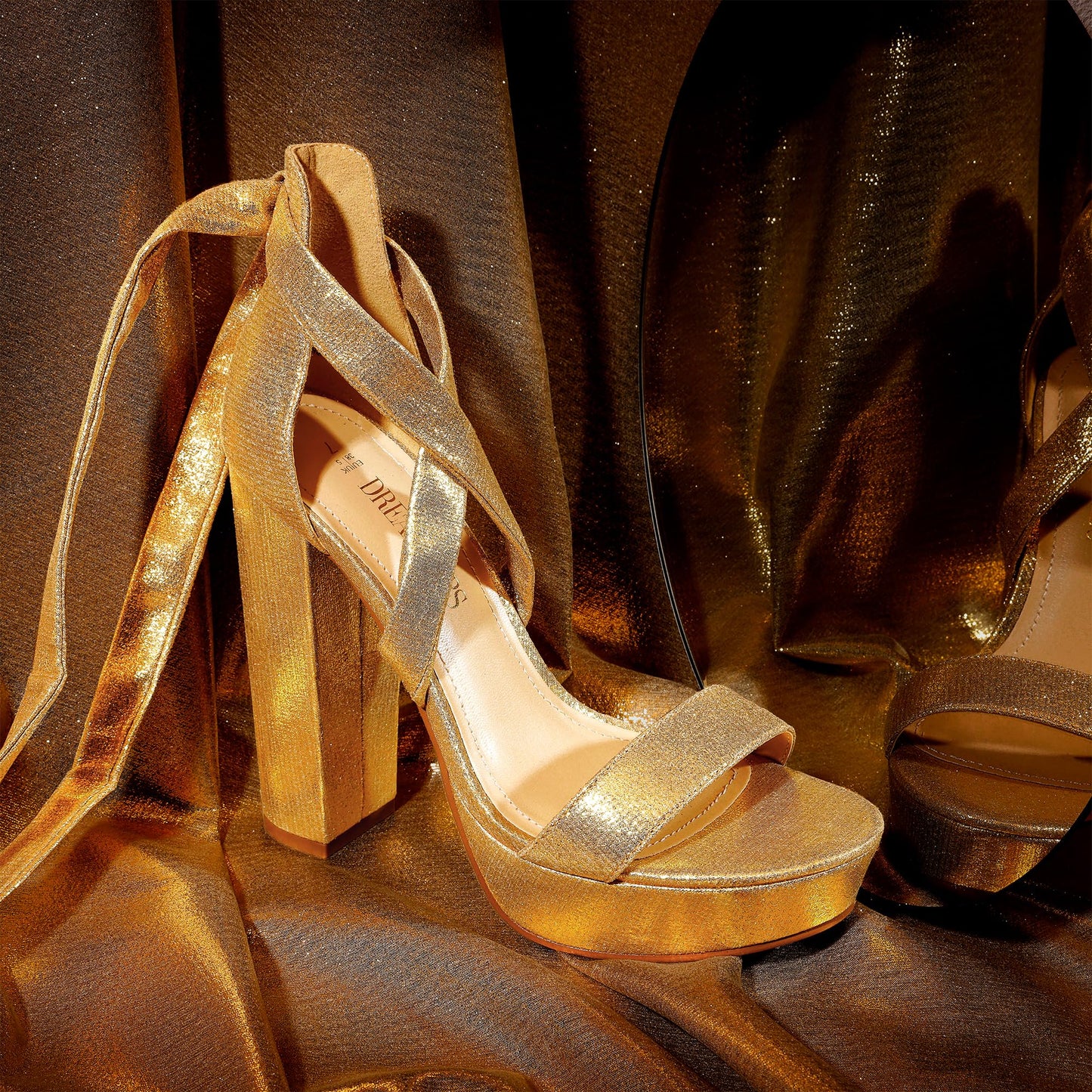 DREAM PAIRS High Chunky Block Platform Heels for Women Strappy Gladiator Sexy Open Toe Dressy Sandals SDHS2205W Gold 8.5