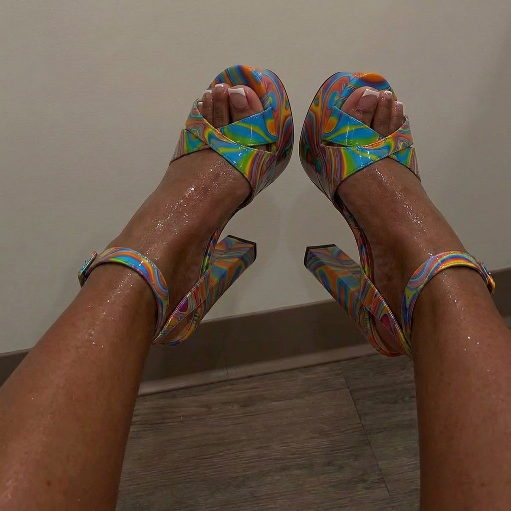 Rainbow Eldof Women's Platform Chunky High Heel