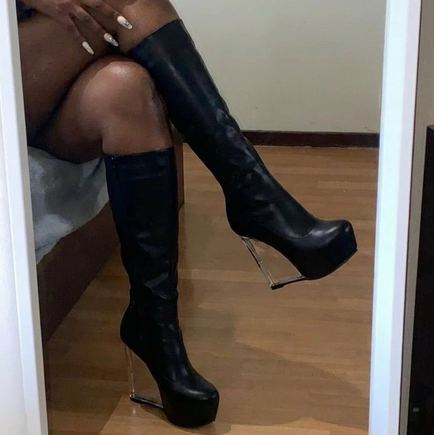 Black TinaCus Women's Handmade Genuine Leather Calf Boot